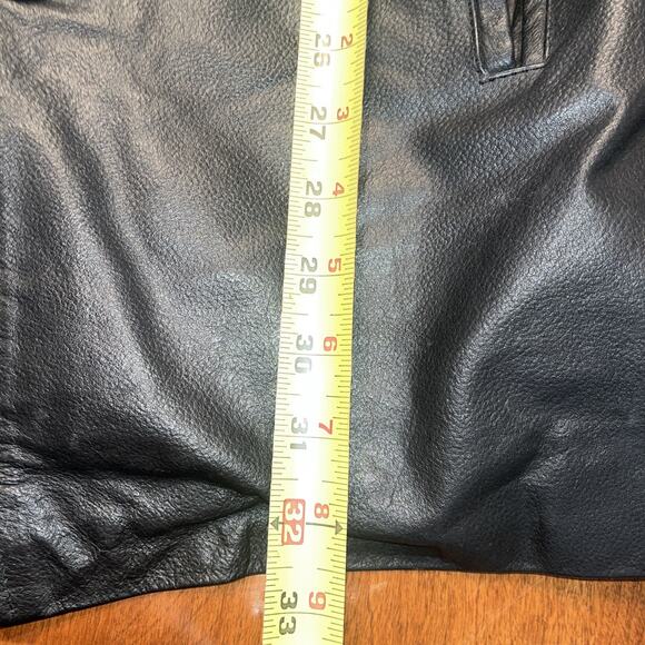 Vintage Phase 2 Men Genuine Leather Lined Heavy Coat L Black Jacket - Picture 4 of 5